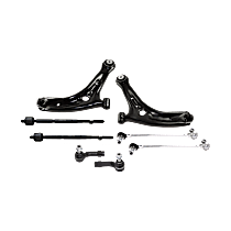 8-Piece Kit Front, Driver and Passenger Side, Lower Control Arm, Naturally Aspirated, includes (2) Control Arm, (2) Sway Bar Link, and (4) Tie Rod End
