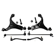 6-Piece Kit Front, Driver and Passenger Side, Lower Suspension Kit, GAS, Without Sport Suspension,  Includes (2) Control Arm, (2) Sway Bar Link, and (2) Tie Rod End