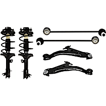 6-Piece Kit Front, Driver and Passenger Side Fully Loaded Strut, FWD, Front Wheel Drive,  Includes (2) Control Arm, (2) Loaded Strut, and (2) Sway Bar Link