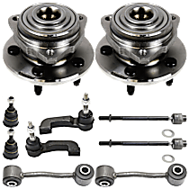 10-Piece Kit Wheel Hub, Non-ABS, 5 Lugs, With Bearing,  Includes (2) Ball Joint, (2) Sway Bar Link, (4) Tie Rod End, and (2) Wheel Hub - 