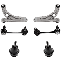 6-Piece Kit Front, Driver and Passenger Side, Lower Control Arm, Corrosion Resistant For Increased Durability; Without Off Road Package,  Includes (2) Ball Joint, (2) Control Arm, and (2) Sway Bar Link