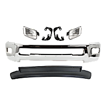 6-Piece Kit Bumper, Chrome, Includes (1) Bumper, (2) Fog Light, (2) Fog Light Bracket, and (1) Valance