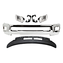 6-Piece Kit Bumper, Chrome, Includes (1) Bumper, (2) Fog Light, (2) Fog Light Bracket, and (1) Valance