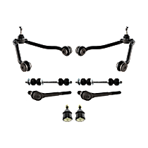 8-Piece Kit Front, Driver and Passenger Side, Upper Control Arm, RWD, includes (2) Ball Joint, (2) Control Arm, (2) Sway Bar Link, and (2) Tie Rod End