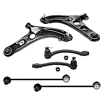 6-Piece Kit Front, Driver and Passenger Side Control Arm, Korean Built,  Includes (2) Control Arm, (2) Sway Bar Link, and (2) Tie Rod End