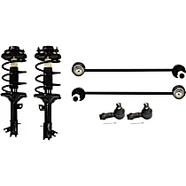 6-Piece Kit Front, Driver and Passenger Side Fully Loaded Strut,  Includes (2) Loaded Strut, (2) Sway Bar Link, and (2) Tie Rod End