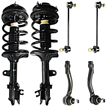 6-Piece Kit Front, Driver and Passenger Side Fully Loaded Strut,  Includes (2) Loaded Strut, (2) Sway Bar Link, and (2) Tie Rod End