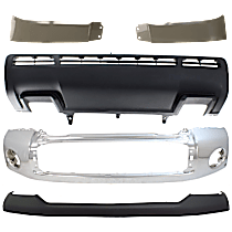 5-Piece Kit Bumper, Chrome,  Includes (1) Bumper, (1) Bumper Cover, (2) Headlight Filler, and (1) Valance