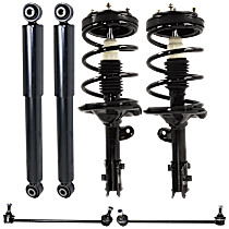 6-Piece Kit Front and Rear, Driver and Passenger Side Shock and Fully Loaded Strut, FWD,  Includes (2) Fully Loaded Strut, (2) Shock, and (2) Sway Bar Link