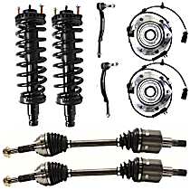 8-Piece Kit Front, Driver and Passenger Side Fully Loaded Strut, AWD/RWD, includes (2) Axle Assembly, (2) Shock Absorber and Strut Assembly, (2) Tie Rod End, and (2) Wheel Hub