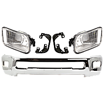 5-Piece Kit Bumper, Chrome, Includes (1) Bumper, (2) Fog Light, and (2) Fog Light Bracket