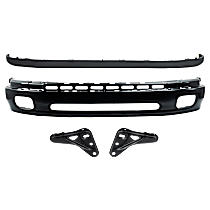 4-Piece Kit Bumper, Painted Black,  Includes (1) Bumper, (2) Bumper Bracket, and (1) Valance