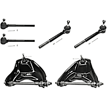 6-Piece Kit Front, Driver and Passenger Side Control Arm, includes (2) Control Arm and (4) Tie Rod End