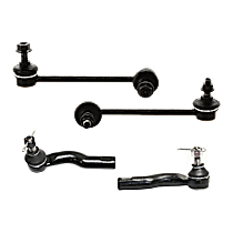 4-Piece Kit Front, Driver and Passenger Side, Outer Tie Rod End, includes (2) Sway Bar Link and (2) Tie Rod End