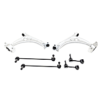 6-Piece Kit Front, Driver and Passenger Side, Lower Control Arms, Includes (2) Control Arm and (4) Sway Bar Link