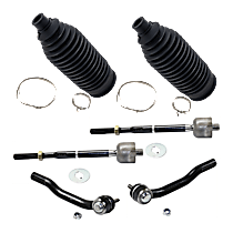 6-Piece Kit Front, Driver and Passenger Side, Inner and Outer Tie Rod Ends with Steering Rack Boots