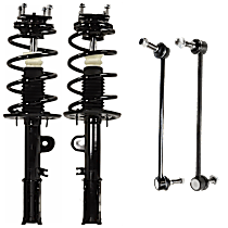 4-Piece Kit Front, Driver and Passenger Side Fully Loaded Strut, AWD, Production Date To September 4 2012, includes (2) Shock Absorber and Strut Assembly and (2) Sway Bar Link