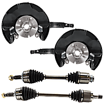 4-Piece Kit Front, Driver and Passenger Side Loaded Knuckle, With Backing Plate, With Bearing, Includes (2) Axle Assembly and (2) Knuckle