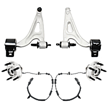 4-Piece Kit Front, Driver and Passenger Side, Lower Control Arms, Includes (2) Control Arm and (2) Wheel Hub