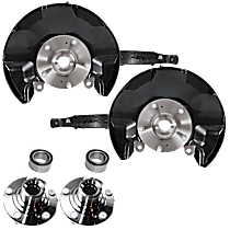 6-Piece Kit Front, Driver and Passenger Side Loaded Knuckle, With Backing Plate, With Bearing, Includes (2) Knuckle, (2) Wheel Bearing, and (2) Wheel Hub