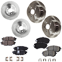 8-Piece Kit Front and Rear Brake Disc and Pad Kit, Plain Surface, 5 Lugs, 2.5L 4Cyl,  Includes (4) Brake Disc and (2) Brake Pad Set