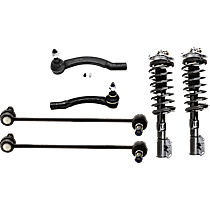 6-Piece Kit Front, Driver and Passenger Side Fully Loaded Struts with Sway Bar Links, and Tie Rod Ends