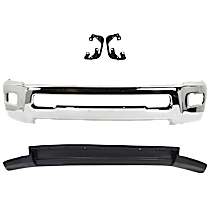 4-Piece Kit Bumper, Chrome, Includes (1) Bumper, (2) Fog Light Bracket, and (1) Valance