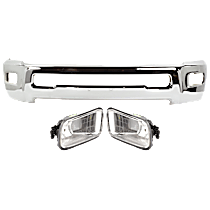 3-Piece Kit Bumper, Chrome, Includes (1) Bumper and (2) Fog Light