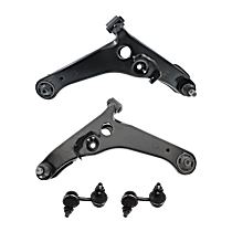 4-Piece Kit Front, Driver and Passenger Side, Lower Control Arms, Includes (2) Control Arm and (2) Sway Bar Link