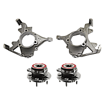 4-Piece Kit Front, Driver and Passenger Side Steering Knuckle Without Backing Plate, Without Bearing,  Includes (2) Knuckle and (2) Wheel Hub