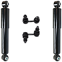 4-Piece Kit Rear, Driver and Passenger Side Shock,  Includes (2) Shock Absorber and Strut Assembly and (2) Sway Bar Link