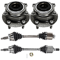 4-Piece Kit Front, Driver and Passenger Side Axle Assembly, New, FWD, 2.4L 4Cyl  Includes (2) Axle Assembly and (2) Wheel Hub