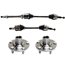 4-Piece Kit Front, Driver and Passenger Side Axle Assembly, Front Wheel Drive, Supplied with Standard Neoprene Outboard Boot, New, FWD, 3.5L 6Cyl  Includes (2) Axle Assembly and (2) Wheel Hub