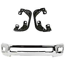 3-Piece Kit Bumper, Chrome, Includes (1) Bumper and (2) Fog Light Bracket