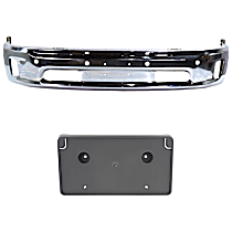 2-Piece Kit Front, Lower For Models With Two Piece Bumper Type, Chrome, Includes (1) Bumper and (1) License Plate Bracket