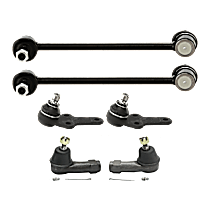 6-Piece Kit Front, Driver and Passenger Side, Lower, Outer Ball Joint, Thru 4/4/04,  Includes (2) Ball Joint, (2) Sway Bar Link, and (2) Tie Rod End