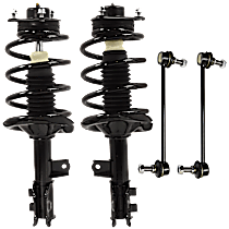 4-Piece Kit Front, Driver and Passenger Side Fully Loaded Strut, includes (2) Loaded Strut and (2) Sway Bar Link