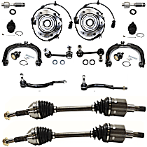 16-Piece Kit Front, Driver and Passenger Side Wheel Hub with Axle Assembly, Ball Joints, Control Arms, Sway Bar Links, and Tie Rod Ends