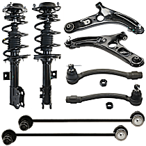 8-Piece Kit Front, Driver and Passenger Side Suspension Kit, Sedan,  Includes (2) Control Arm, (2) Fully Loaded Strut, (2) Sway Bar Link, and (2) Tie Rod End