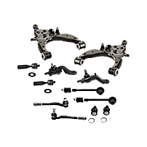 12-Piece Kit Front, Driver and Passenger Side, Lower Control Arms, Includes (4) Ball Joint, (2) Control Arm, (2) Sway Bar Link, and (4) Tie Rod End