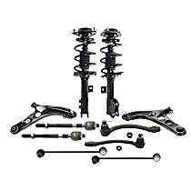10-Piece Kit Front, Driver and Passenger Side Fully Loaded Strut, Sedan,  Includes (2) Control Arm, (2) Fully Loaded Strut, (2) Sway Bar Link, and (4) Tie Rod End
