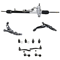11-Piece Kit Steering Rack, With Hydraulic , Power,  Includes (4) Ball Joint, (2) Control Arm, (1) Steering Rack, (2) Sway Bar Link, and (2) Tie Rod End