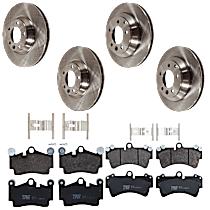 KIT-073024-10122 Front and Rear Brake Disc and Pad Kit, Plain Surface 5 Lugs Semi-Metallic