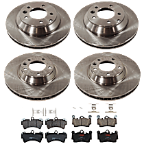KIT-073024-10124 Front and Rear Brake Disc and Pad Kit, Plain Surface 5 Lugs Semi-Metallic