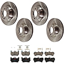 Front and Rear Brake Disc and Pad Kit, Plain Surface, 5 Lugs, Semi-Metallic, 330mm Rear Disc, Iron Disc