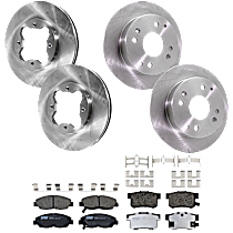 8-Piece Kit Front and Rear Brake Disc and Pad Kit, Plain Surface, 4 Lugs, Ceramic, Coupe, For Models With Rear Disc Brake, SE, 2.2L 4Cyl,  Includes (4) Brake Disc and (2) Brake Pad Set