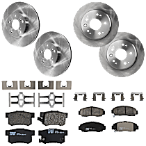 TRW Front and Rear Brake Disc and Pad Kit, Plain Surface, 5 Lugs, Ceramic