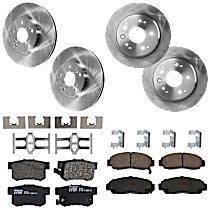 TRW Front and Rear Brake Disc and Pad Kit, Plain Surface, 5 Lugs, Ceramic