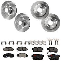 TRW Front and Rear Brake Disc and Pad Kit, Plain Surface, 5 Lugs, Ceramic
