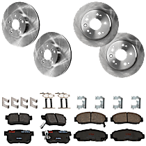 TRW Front and Rear Brake Disc and Pad Kit, Plain Surface, 5 Lugs, Ceramic